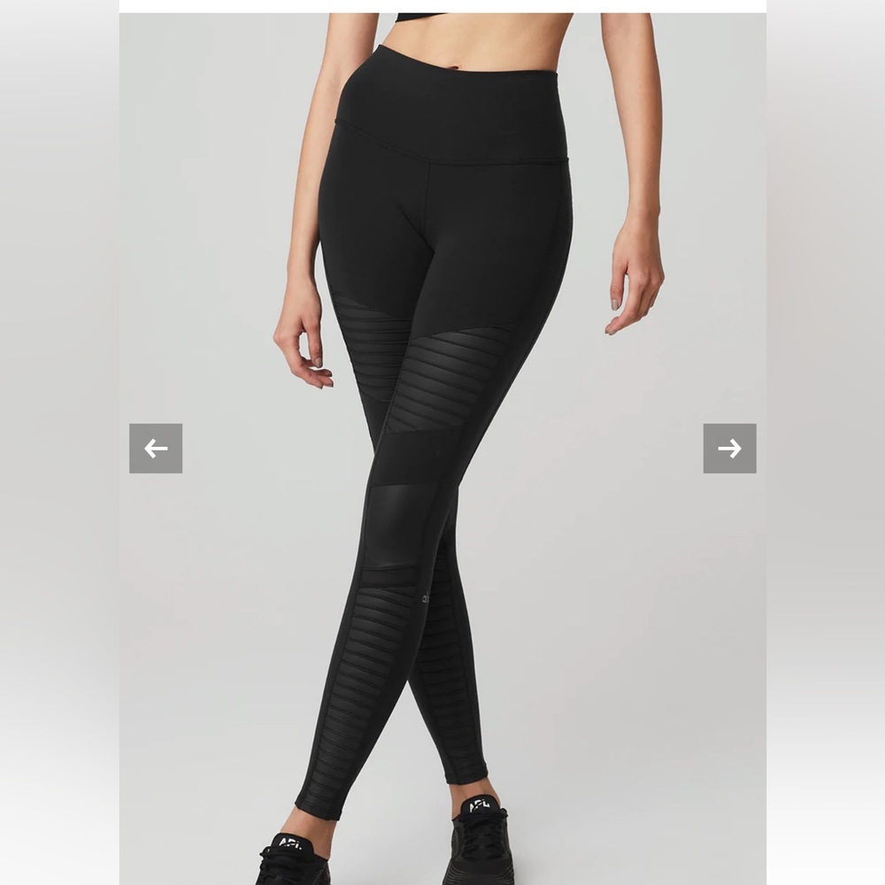 Alo High-Waist Moto Legging with Mesh in Black